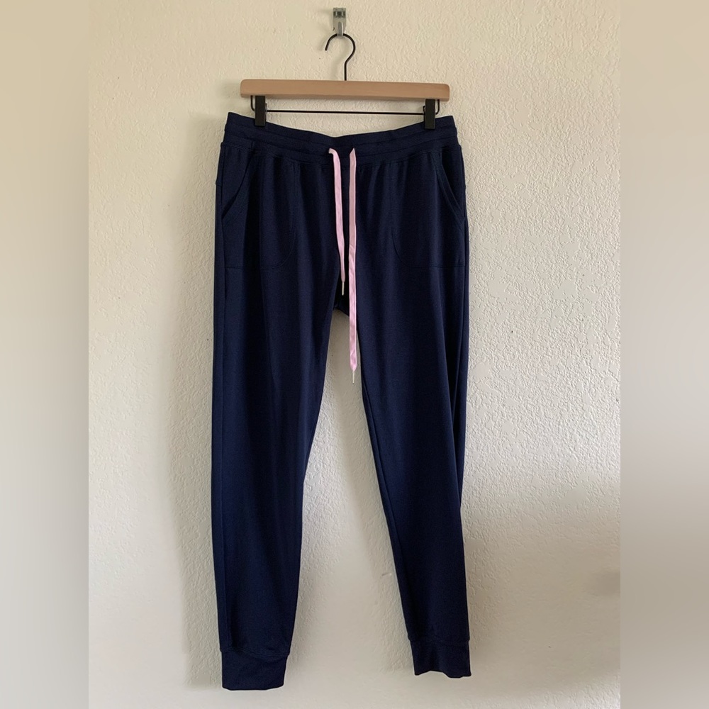 ZYIA Navy Track Pants with Pink Drawstring
